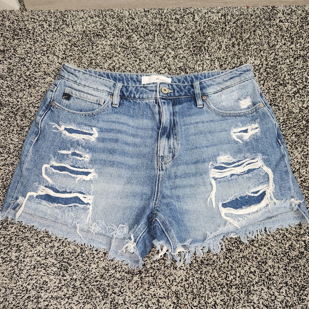 Kancan Hi Rise Jean Shorts Destressed Sz 11/29,Relaxed 100% Cotton 3.5" Inseam